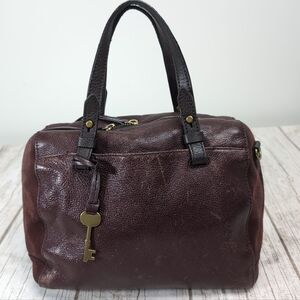 Fossil Rachel Satchel In Leather And Suede